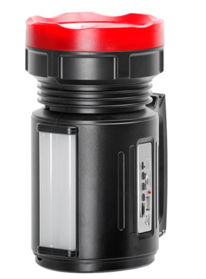 Фонарь аккумуляторный 1 LED 5 Вт + 22 SMD, 6 функций, солнечная панель, 3 выносные LED-лампы (кабель 3 м), радио, зарядка гаджетов, слот microSD INTERTOOL LB-0104 LB-0104 фото