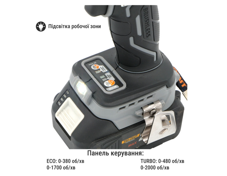 Шуруповерт акумуляторний 85 Нм Procraft industrial CD20A (з 1 АКБ і ЗП) 100201 фото